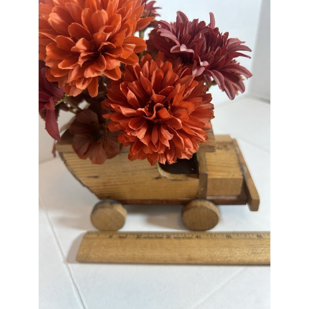 Vtg Handmade Wooden Truck Planter Vase Rustic Folk Art Decor Cabincore Grandpa - Picture 10 of 13